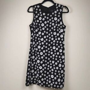 Adrianna Papell Sleeveless Floral Overlay Shift Dress 3D White Flower Applique